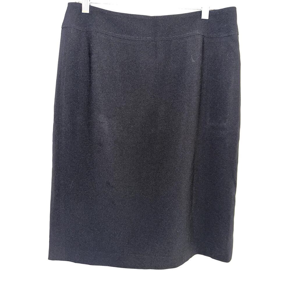Ann Taylor Womens size 6 Petite Lined Pencil Skirt Pleated Slit Black Zip Close